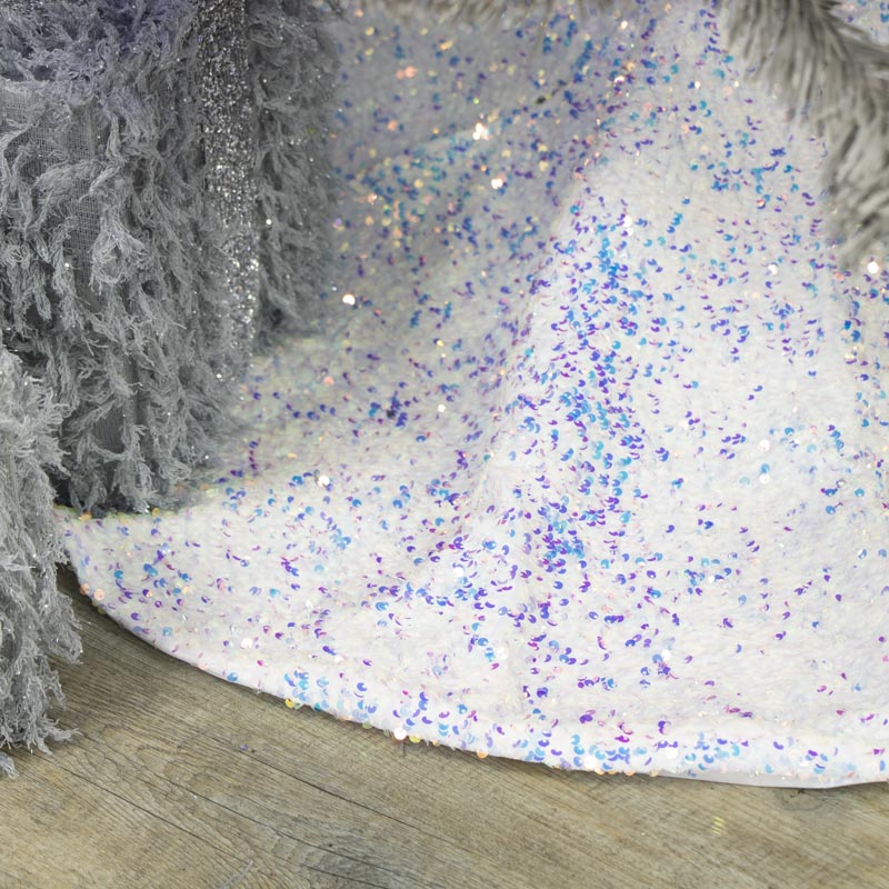 Iridescent White Sequin Tree Skirt