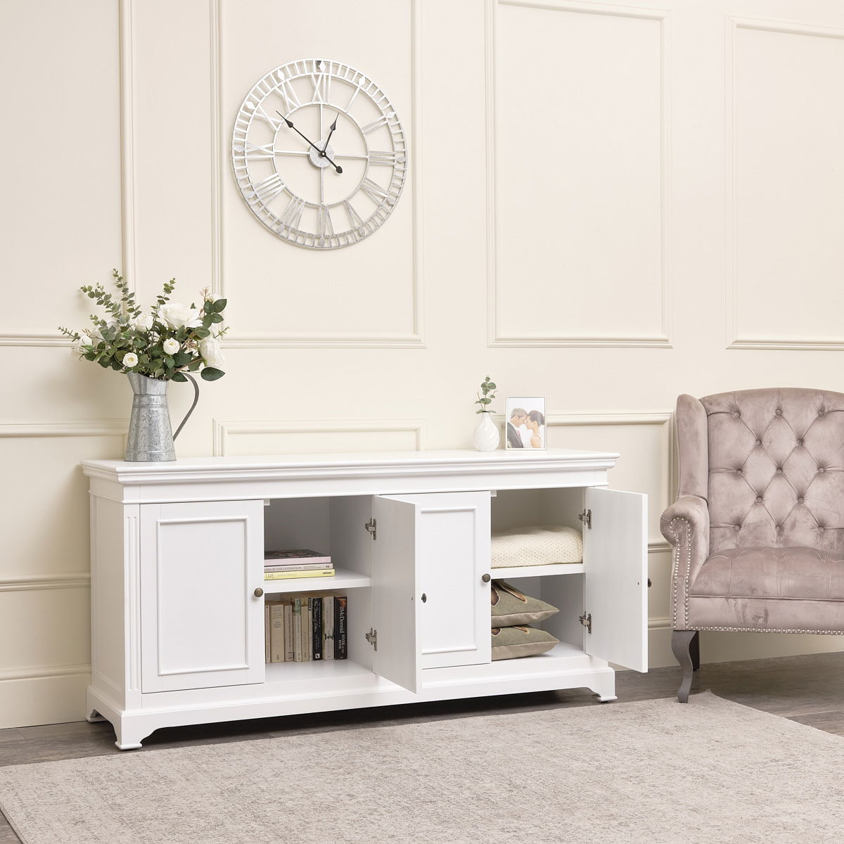 Large White Door Sideboard Daventry White Range Melody Maison