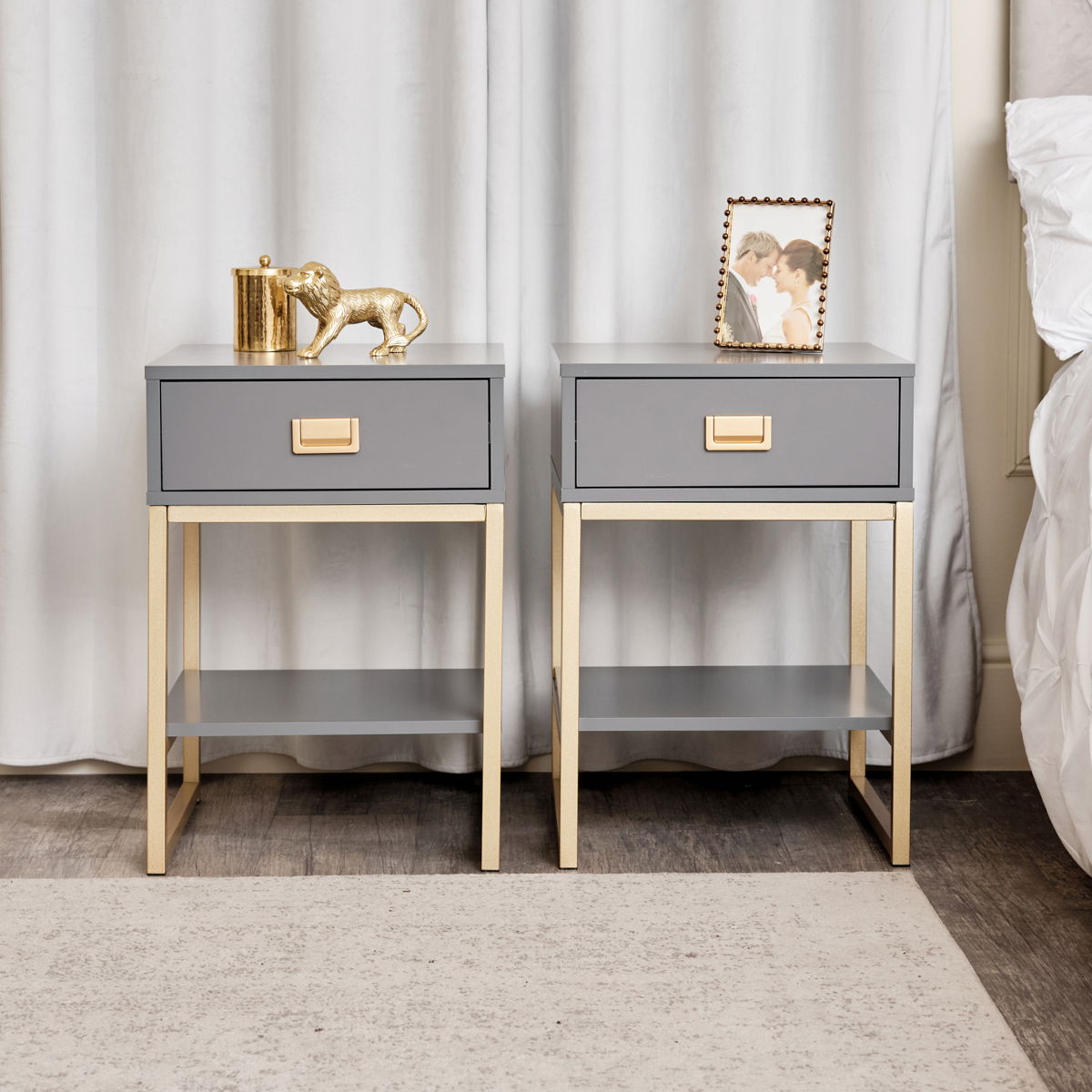 Pair Of One Drawer Bedside Tables Elle Slate Range Melody Maison