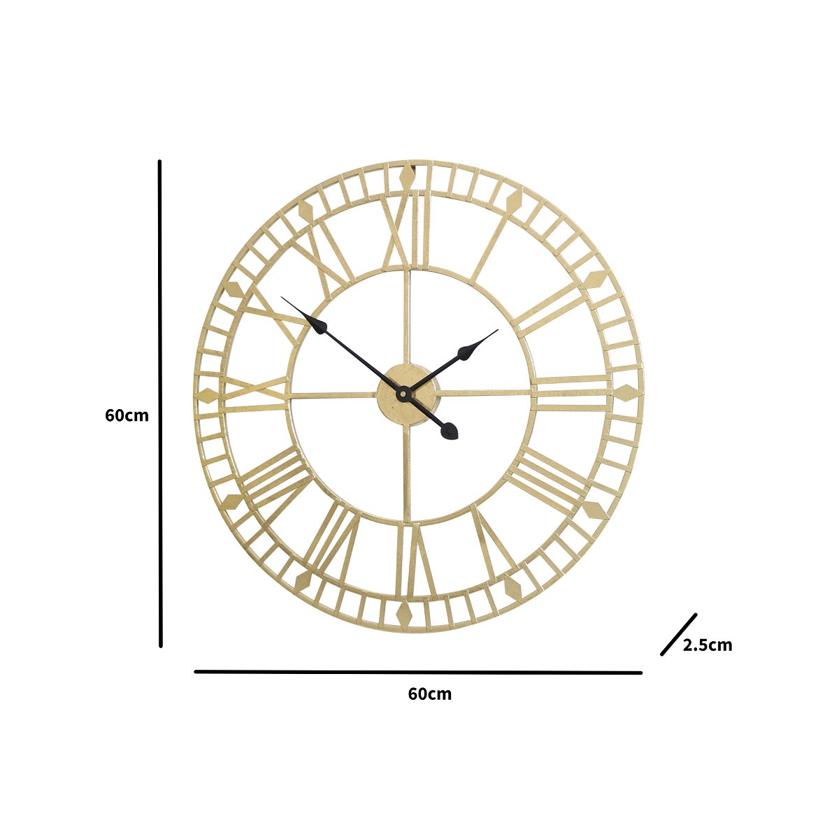 Gold Metal Skeleton Clock 60cm x 60cm