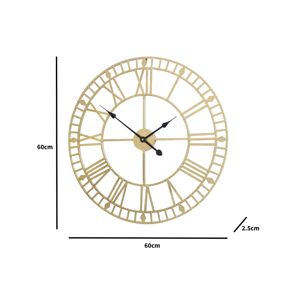 Gold Metal Skeleton Clock 60cm x 60cm