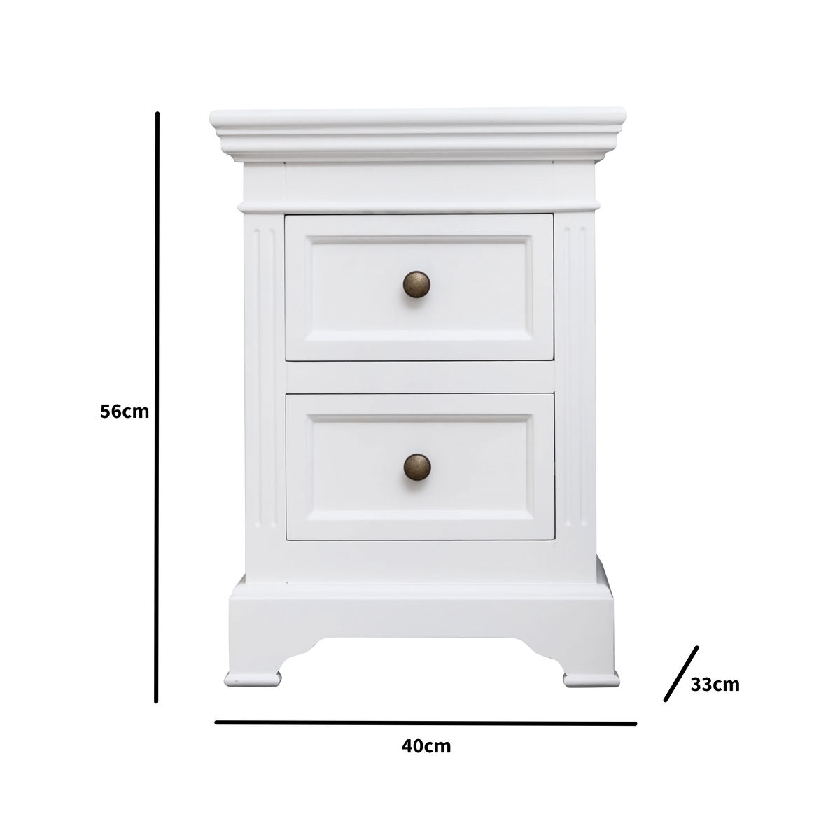 White Two Drawer Bedside Table - Daventry White Range