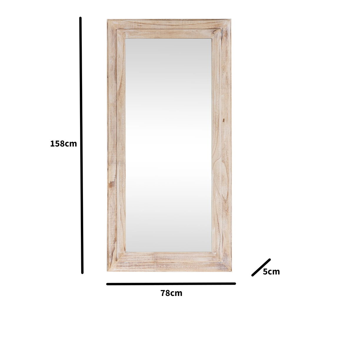 Large Rustic Wooden Wall/Leaner Mirror 158cm x 78cm