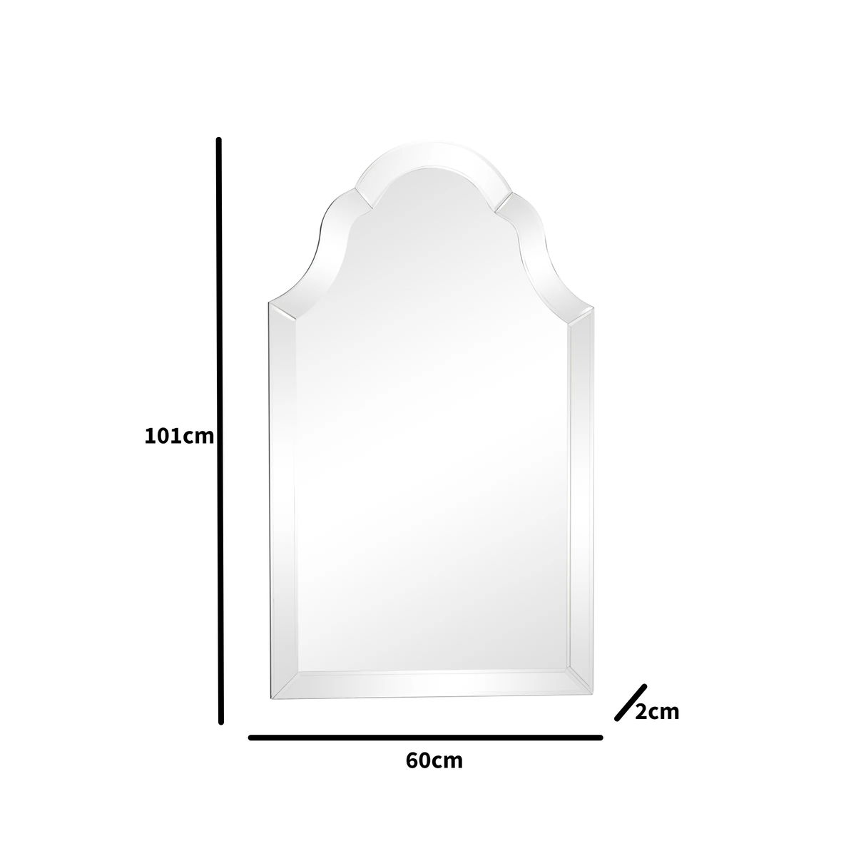 Arched Mirrored Framed Wall Mirror 60cm X 101cm