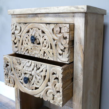 2 Drawer Natural Side Table