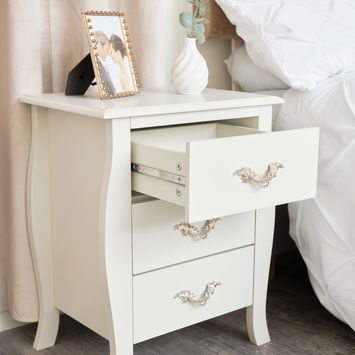 3 Drawer Bedside Table - Elizabeth Ivory Range