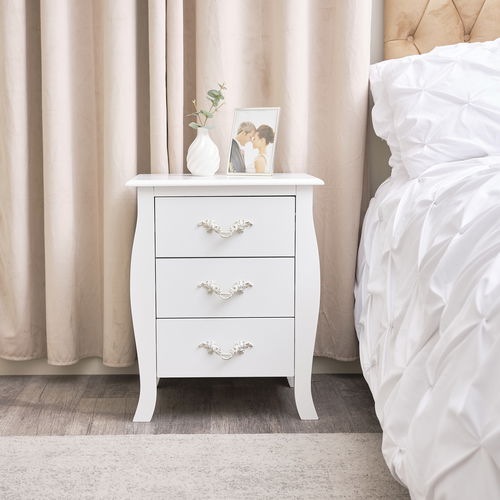 3 Drawer Bedside Table - Elizabeth White Range