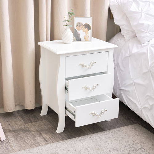 3 Drawer Bedside Table - Elizabeth White Range