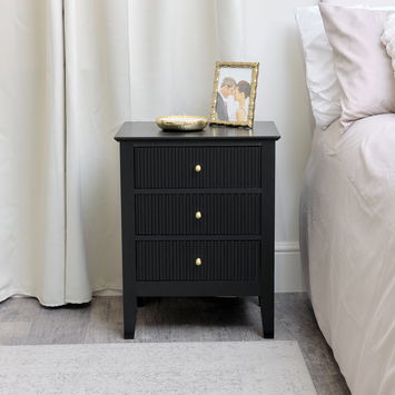 3 Drawer Bedside Table - Hales Black Range