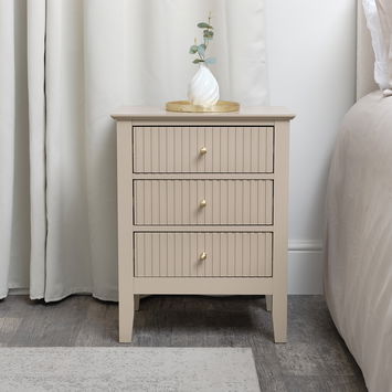 3 Drawer Bedside Table - Hales Tan Range