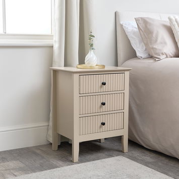 3 Drawer Bedside Table - Hales Tan Range