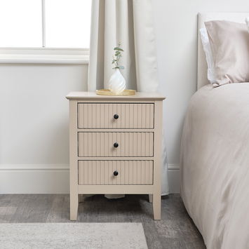 3 Drawer Bedside Table - Hales Tan Range