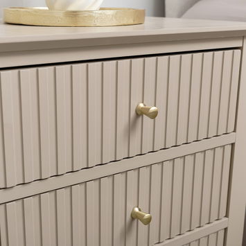 3 Drawer Bedside Table - Hales Tan Range