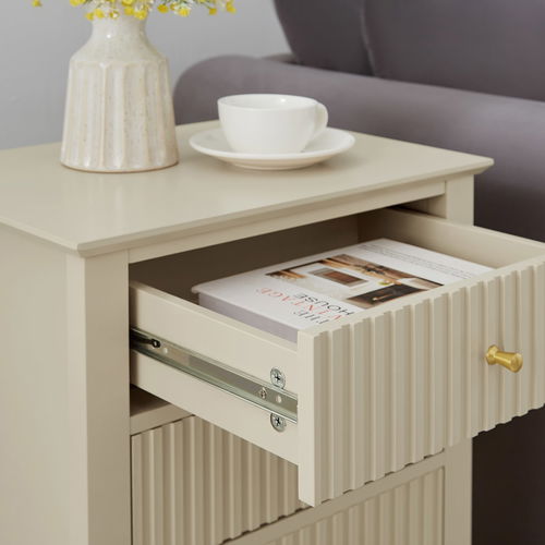 3 Drawer Bedside Table - Hales Taupe Range