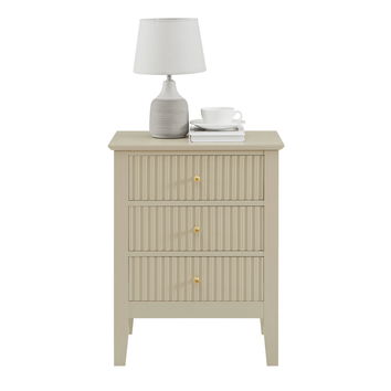 3 Drawer Bedside Table - Hales Taupe Range