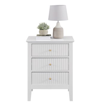 3 Drawer Bedside Table - Hales White Range