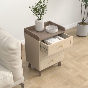 Cream 3 Drawer Bedside Table - Oswin Range