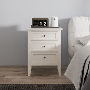 3 Drawer Bedside Table - Rowley Pale Cream Range