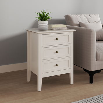 3 Drawer Bedside Table - Rowley Pale Cream Range