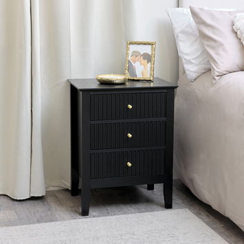 3 Drawer Chest of Drawers and Pair of Bedside Tables - Hales Black Range