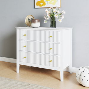 Wide 3 Drawer Chest of Drawers and Pair of Bedside Tables - Hales White Range