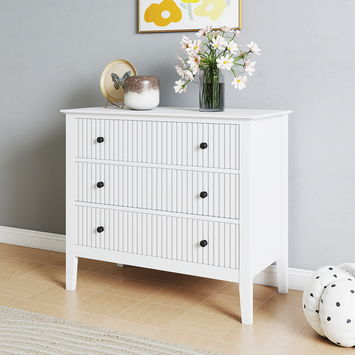 3 Drawer Chest of Drawers and Pair of Bedside Tables - Hales White Range