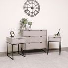 3 Drawer Chest of Drawers and Pair of Bedside Tables - Hesley Taupe Stone Range