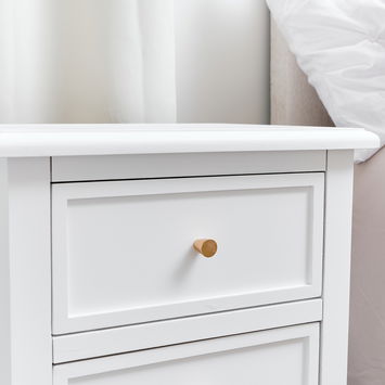 3 Drawer Scallop Bedside Table - Staunton White Range