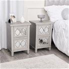 7 Drawer Chest of Drawers & Pair of 2 Drawer Bedsides - Sabrina Silver Range