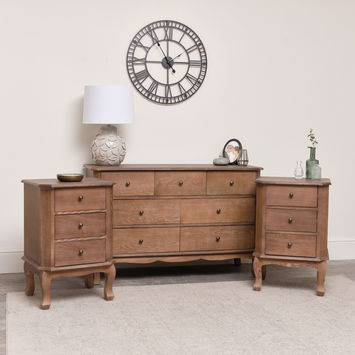 7 Drawer Wooden Chest of Drawers & Pair of 2 Drawer Bedside Tables - Willoughby Range