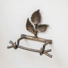 Antique Brass Leaf Detail Textured Toilet Roll Holder