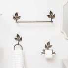 Antique Brass Leaf Detail Textured Toilet Roll Holder