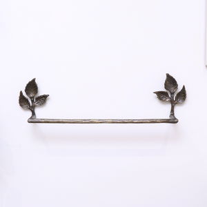 Antique Brass Leaf Detail Textured Towel Rail 62cm