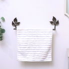 Antique Brass Leaf Detail Textured Towel Rail 62cm