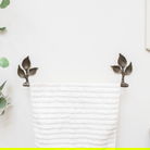 Antique Brass Leaf Detail Textured Towel Rail 62cm