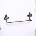 Antique Brass Leaf Detail Textured Towel Rail 62cm