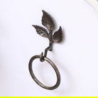 Antique Brass Leaf Detail Textured Towel Ring Holder