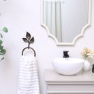 Antique Brass Leaf Detail Textured Towel Ring Holder