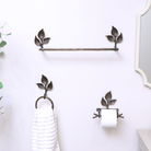 Antique Brass Leaf Detail Textured Towel Ring Holder