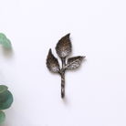 Antique Brass Leaf Detail Textured Wall Hook