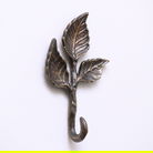 Antique Brass Leaf Detail Textured Wall Hook
