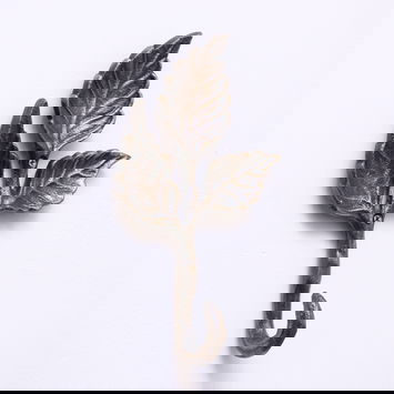 Antique Brass Leaf Detail Textured Wall Hook
