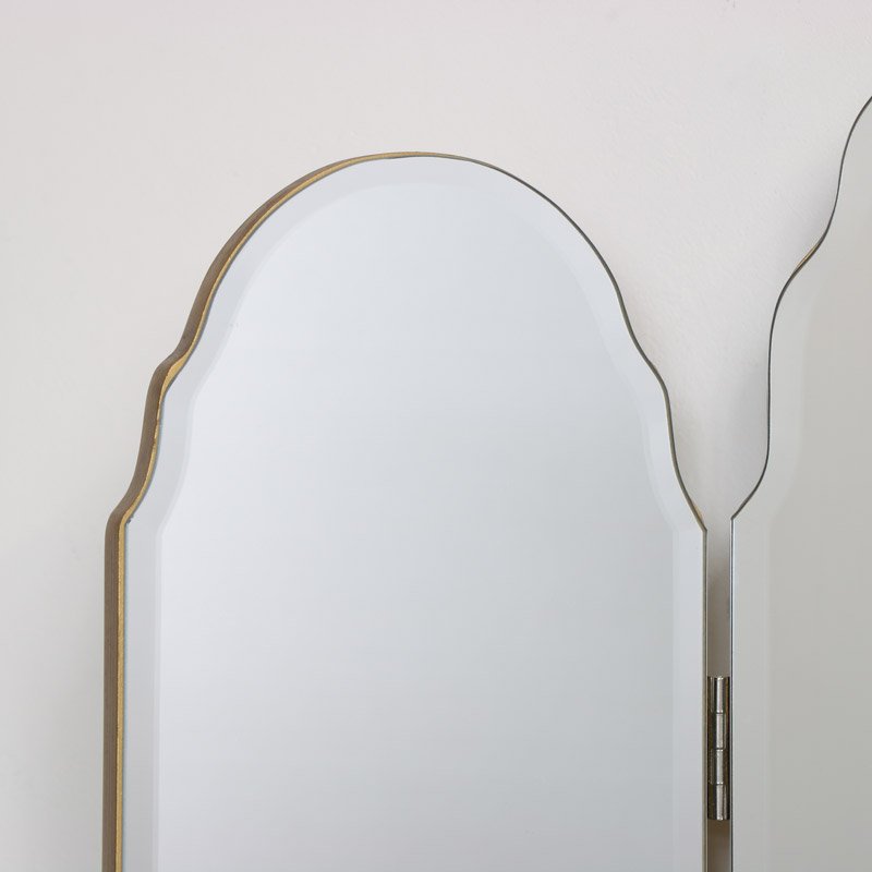 Antique Gold Arched Triple Vanity Mirror 60cm x 72cm