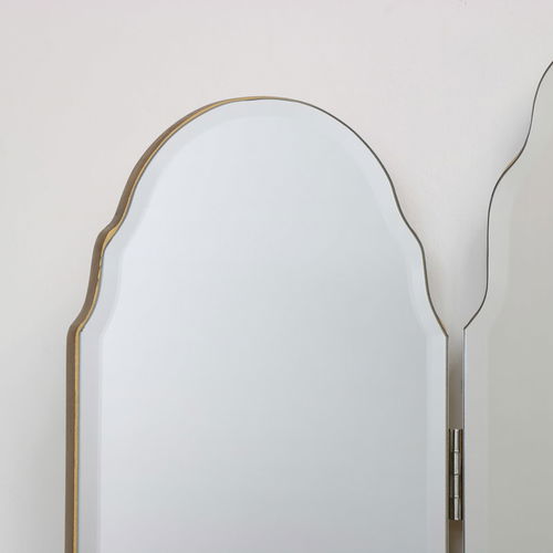 Antique Gold Arched Triple Vanity Mirror 60cm x 72cm