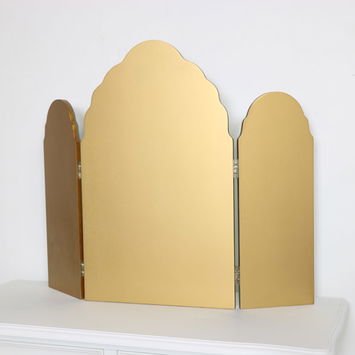 Antique Gold Arched Triple Vanity Mirror 60cm x 72cm