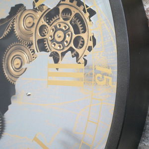 Antique Gold & Black Round Cog Wall Clock 67cm x 67cm