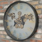 Antique Gold & Black Round Cog Wall Clock 67cm x 67cm
