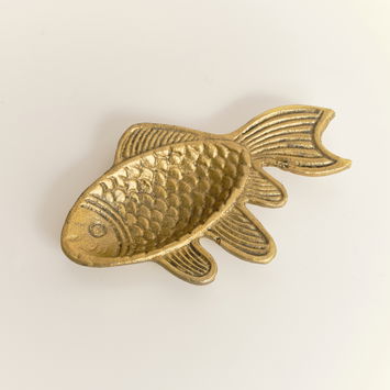 Antique Gold Fish Shaped Trinket Dish