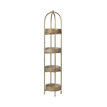 Antique Gold Four Tier Freestanding Shelf