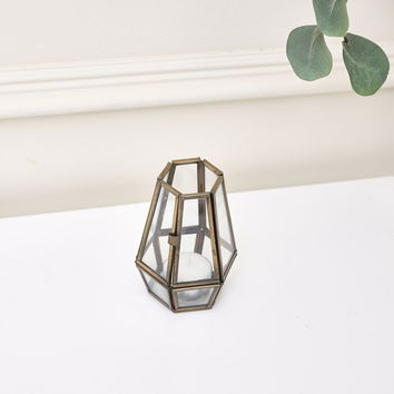 Antique Gold Geometric Tealight Holder